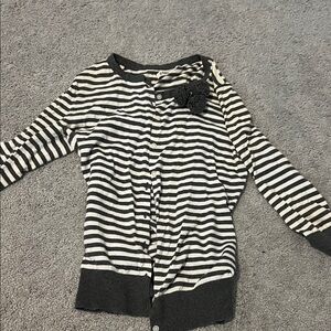 Old Navy Black and White Striped Cardigan